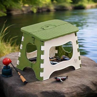 1个户外折叠凳，便携轻巧椅，脚凳花园家具鞋架节省空间储物长凳，适用于家庭、走廊、汽车、露营、钓鱼、园艺，成人和儿童均适用