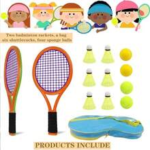 Tennis Racket for ToddlerChild and Age 2~15 Tennis Set Including 4 Shuttlecocks 2 Tennis Balls 2 Foam Balls and 1 Carrying Bag. - como en la foto - Ver 4
