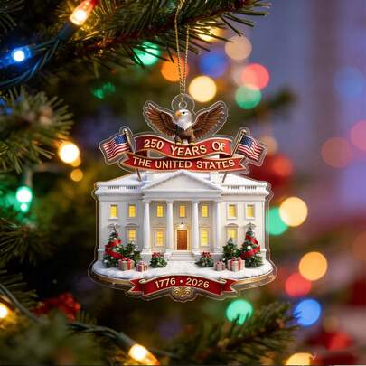 Đồ trang trí treo bằng acrylic, kỷ niệm 250 năm thành lập Hoa Kỳ, đồ trang trí cây thông Noel