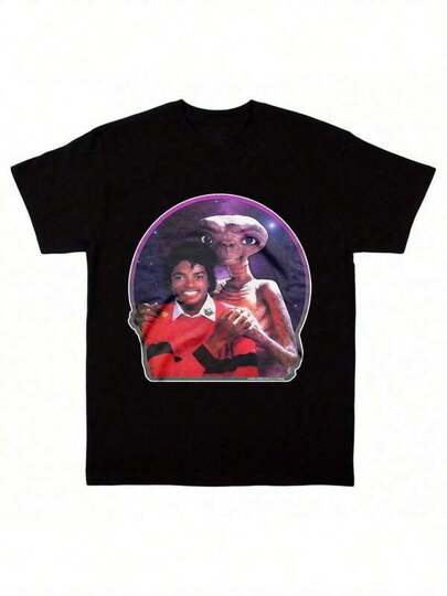 2026 Boys' Casual T-Shirts, ET And Mike Classic King Of Pop RipS Rap Style T-Shirt, Black Crew Neck Slogan Shirt, Bodybuilding Top, Boyfriend Style, Casual Wear, Suitable For All Seasons, Graphic T-Shirt, Men's T-Shirt, Jackson Glove Graphic T-Shirt, Sports And Casual T-Shirt For Men And Women, Y2k Summer Holiday Wear, T-Shirts For Men And Women, Graphic T-Shirt, Lightweight, Breathable, 100% Cotton, Casual Short Sleeve Summer Tops, Comfortable Fit For All Seasons, Sizes 2Y-10Y, S-XXXL, Children's Clothing For Boys, Clothing For Young Men, Girls' Tops, Men's Clothing, Women's T-Shirt, Perfect Back To School And Mother's Day Gift, Can Be Mixed With Parent-Child Outfits