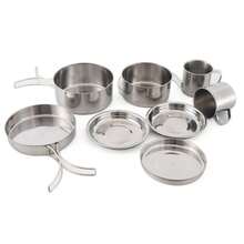 Lixada Camping Cookware Mess Kit 8pcs Stainless Steel Cooking Pot And Pan Set With Plates Cups For Camping Hiking Backpacking - 8pcs Set - View 5