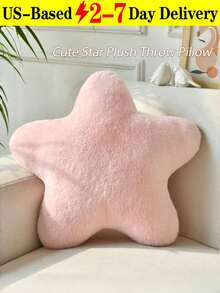 11.81"/15.74" Cute Star Plush Throw Pillow, Soft Faux Fur Material Cushion, Christmas Decoration For Sofa, Bedroom And Living Room, Great Christmas Gift For Family And Friends - 粉色 - 查看 1