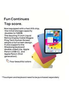 Apple iPad 11 A16晶片 Liquid視網膜原彩屏｜輕如雜誌薄如鉛筆｜居家網課、差旅辦公、遊戲直播全能平板 - 彩色 - 查看 6