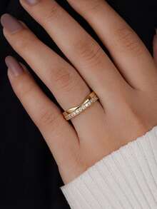 This Exquisite And Elegant Smiling Zirconia Ring Is Crafted With 925 Pure Silver, With A Unique Design, Making It The Perfect Gift For Fashionable Ladies To Attend Balls, Gatherings And Parties. - Gold - View 6