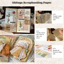 100pcs Vintage Handmade Craft Scrapbooking Paper Set, Suitable For Vintage Crafts, Planners, Bullet Journals, Handmade Arts & Crafts, Including Scrapbooking Paper, Card Making Materials And Mixed Media Collage, Greeting Cards DIY - Multicolor - View 7