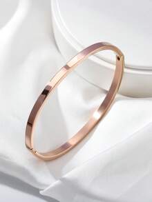 Gelang Minimalis Polos 4 Warna - Desain Halus dari Baja Tahan Karat, Tersedia dalam Warna Hitam / Perak / Emas / Emas Mawar, Serbaguna untuk Pemakaian Sehari-hari, Ditumpuk, dan Hadiah, Aksesori Pergelangan Tangan Wanita yang Elegan - Lebar 4mm - View 12