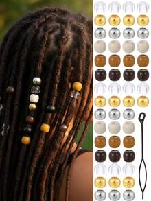 60颗编织木珠 + 6颗彩色发饰发夹，可用于制作发饰、发夹、发卡等，可爱又实用。 - 彩色 - 查看 12