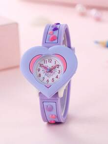 New Fashion Heart-Shaped 3D Cartoon Love Watch, Children's Learning Watch, Children's Day Gift - Purple - View 6