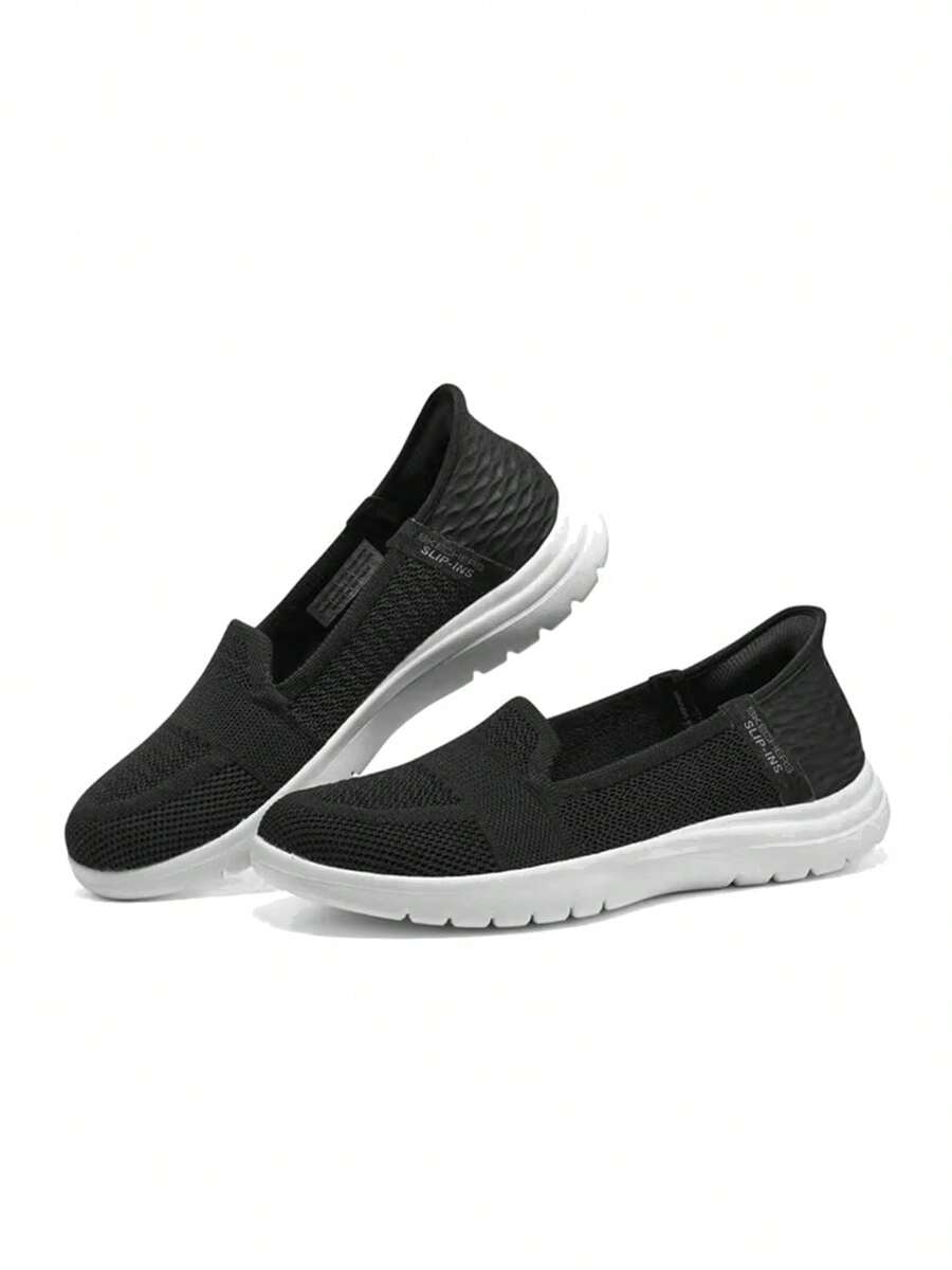 Skechers Giày thể thao nữ mới, có đệm, đế dày, kiểu dáng thường ngày, giày bố (Dad Shoes). - màu đen - Xem 1