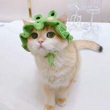 1pc Frog Design Knitted Pet Hat Cute Cartoon Cat Cap - Delicate Pet Headgear For Small Dogs And Cats - Multicolor - View 7