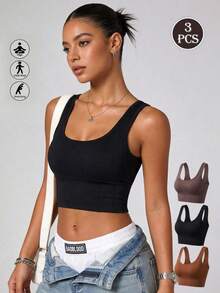 Runway Rest 3pcs Women Sports  Bra With Slim Fit And Stylish Back Design, Lingerie - Multicolor - View 1