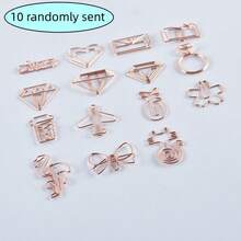 10pcs Assorted Color Asymmetric Shaped Paper Clips, Creative Office Supplies Bookmarks And Paper Clips, Unique Shaped Metal Clips, Durable Metal Material, Suitable For Office, School, Home And Gifts, Essential Fashion Product For Files And Bookmarks - Multicolor - View 12