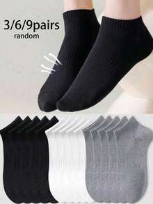 3/6/9/12 Pairs Women 4-Season Cotton Socks, Breathable Mesh, Moisture-Wicking Soft Fabric, For Sports Casual Business Daily Wear, Random Colors - Multicolor - View 4