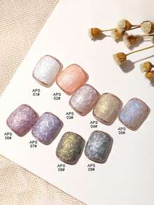 Mec 12ml Spring Summer Ac Texture Thread Gel Nail Polish, 9 Colors Sheer Jelly Gel, Milky White Pink Purple Gold Tones, 3D Ripple Water Wave Texture Effect, Glossy Glassy Finish, Soak Off UV/LED Curable Long-Lasting For Beach, Wedding & Daily Manicure - Multicolor - View 4