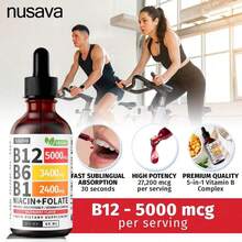 Vitamin B12 And B6 Liquid Drops, B12 Sublingual Vitamin B Complex - B 12 Vitamin 5000mcg - B12 Methylcobalamin For Energy, Brain, And Heart Support With 27,200 Mcg, Raspberry, 80 Servings - 1瓶 - 查看 5