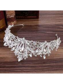 1pc Luxury Crystal Rhinestone Women's Zinc Alloy Crown, Bridal Wedding Headpiece - Multicolor - View 7