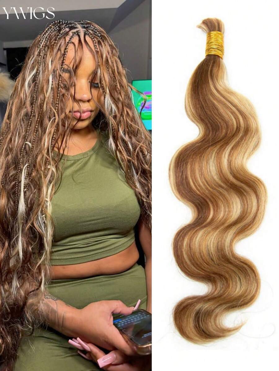 Y WIGS 27/30/613号混合色水波纹人发，适合波西米亚风编发，100%纯天然人发，无纬单根编织，16-20英寸，100克，轻盈柔软，适合夏季、圣诞节、角色扮演、婚礼、音乐节等场合。