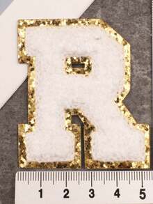 26pcs A-Z Letter Patches, Gold Color, Removable Sew-On 3D Embroidered Alphabet Decals, Suitable For Hats, Jeans, Clothes, Bags, DIY Crafts, Fashion Decoration, Jewelry Boxes, Storage Boxes, Phone Cases - White - View 9