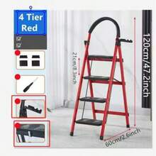 1 Heavy-Duty 3/4/5-Step Portable Folding Ladder, 500 Lbs Weight Capacity, Durable Plastic Folding Ladder With Non-Slip Steps, Lightweight And Portable, Suitable For Both Household And Industrial Use - màu đỏ - Xem 14