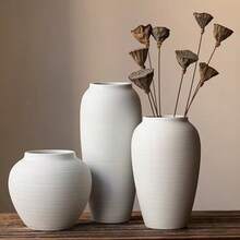 1 pieza Jarrón de hidroponía de estilo nórdico minimalista de cerámica grande, adecuado para la decoración del hogar, jarrón decorativo de flores de estilo minimalista moderno, adecuado para flores frescas, jarrón de estilo bohemio, adecuado para la sala de estar, comedor, estantería, centro de mesa, decoración del hogar, centro de mesa, decoración de escritorio, jarrón de flores grande a rayas blancas - Blanco - Ver 3