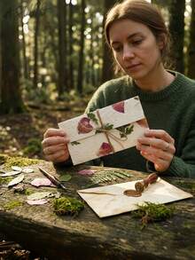 10张手工植物图案婚礼邀请函，创意婚礼邀请卡，收纳信封和精美礼品包装信封 - 植物請柬 - 查看 4