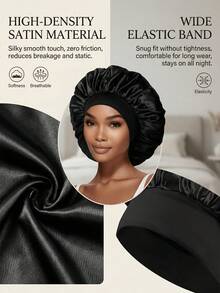 Awegeo 8 件装女士缎面睡眠帽，宽弹力带双层双面发帽，丝滑触感，适合卷发，夜间护发及日常佩戴 - 彩色 - 查看 4