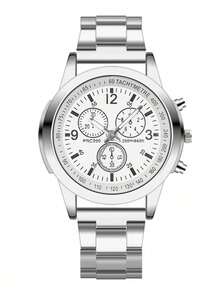 Fashionable Casual Business Quartz Watch, Minimalist Style Men's Watch Set - Silver - View 8