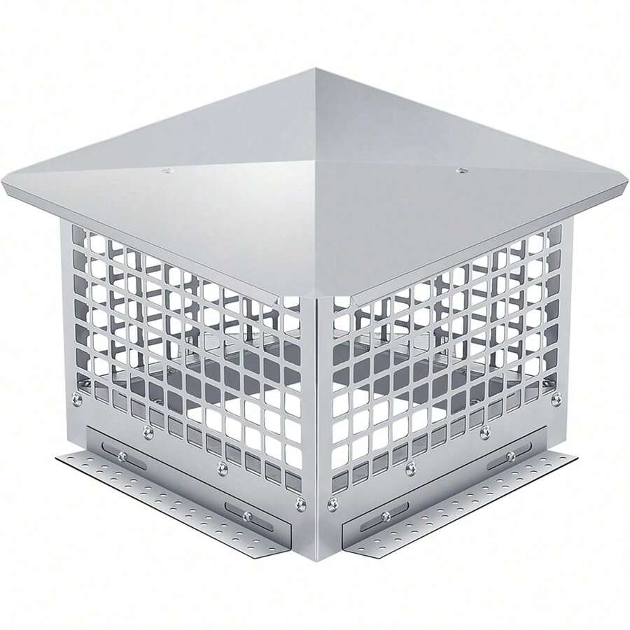 Tapa de chimenea ajustable, protector contra chispas de malla de acero inoxidable 304, adaptable a tubos de 11"-13", resistente a la intemperie y fácil de instalar, color plata - 8*8 pies - Ver 1