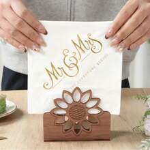 1pc Fashion Sunflower Tissue Box Holder, Wood Grain Desktop Tissue Box, Kitchen Countertop Or Dining Table Decor, Home Tissue Storage (Suitable For Tissues, Papers, Menu Cards) - Multicolor - View 10