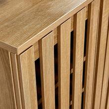 2 Door Wooden Shoe Storage Cabinet Rack Stand, Slatted Cupboard, Oak Effect - Oak - View 6