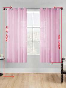 1pc Sheer Curtain, Grommet Curtain, Light Filtering Curtain, Semi-Transparent Curtain, Home/Office Use Curtain, Solid Color Modern Minimalist Polyester Voile Curtain, Softens Light, Suitable For Bedroom, Living Room, Balcony, UV Protection - Pink - View 30
