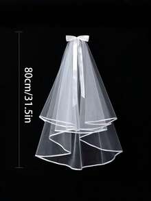 1pc Random White Sheer Bridal Veil, Short Travel Veil, Romantic & Fresh Ethereal Bride Accessory,Summer,Beach,Wedding - White 2 - View 8
