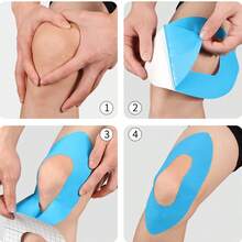 2pcs Pre-Cut Knee Kinesiology Tape, Elastic Muscle Support Sticker For Pain Relief & Injury Prevention, For Running, Gym, Football Sports - Knee Patches - View 2