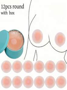 Miếng dán che đầu ngực bằng silicon tái sử dụng, miếng dán ngực vô hình, miếng đệm đầu ngực siêu mỏng không đường may cho váy hở lưng mùa hè đi biển. - Nhiều màu - Xem 5