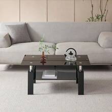 Black Tempered Glass Coffee Table - Black - View 1