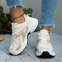 Spring & Autumn Versatile Style, Thick Platform Sole Boosts Height And Offers Soft Cushioning. Lightweight Flexible Build, Comfy For Walking, Running, Daily Outings And Office Commutes. - Beige - View 3