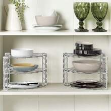 DecoBros 3-Tier Counter and Cabinet Corner Shelf Organizer Chrome - Plateado - Ver 3
