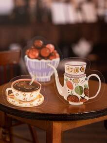 1 set/40 pièces Mini autocollants décoratifs, fruits mignons, café, thème de la fête de l'après-midi, pour la saison de remise des diplômes, fournitures de journal, fournitures d'art, fête de vacances, événement thématique de l'après-midi - A - Voir 7