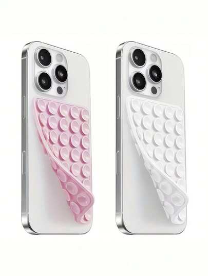 2 pezzi Supporto adesivo per telefono in silicone, supporto per telefono adesivo antiscivolo in silicone, supporto per custodia per telefono, accessorio per telefono a mani libere, supporto per selfie e video, accessorio per telefono multifunzionale, adatto per tutti i modelli