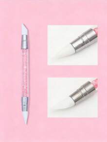 1 bút dập nổi silicon hình kim cương hồng kèm dụng cụ chấm hai đầu - Hồng - Xem 1