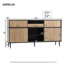 Four Sliding Doors With A Chest Of Drawers, Combining Oak And Black Wood. Dimensions: 160 Cm Wide * 40 Cm High * 80 Cm Deep. - Black + Natural Colors - View 10