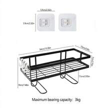 15lbs Capacity No-Drill Bathroom Wall Mounted Storage Rack, Single-Tier Metal Organizer With Toilet Paper Holder, Rust-Proof Space Saving - Black - View 7