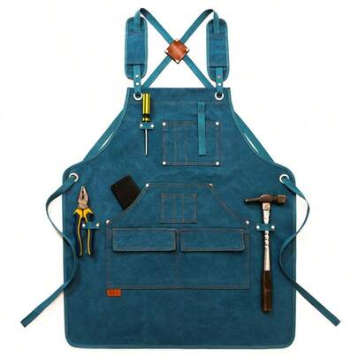 Woodworking Apron – Heavy-Duty Waxed Canvas Work Tool Apron With 9 Pockets And Adjustable Straps – Suitable For Men And Women – Gift Idea – 75 Cm