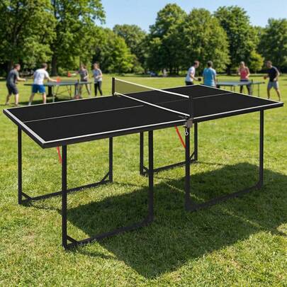 6FT Portable Ping Pong Table Foldable Midsize Table Tennis Table Set For Indoor  Outdoor Games Quick Assembly