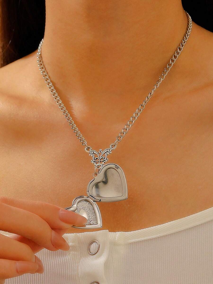 1件男女通用哥特式蝙蝠吊坠项链 - 銀色 - 查看 1