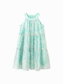 2026年新款女童夏季吊带连衣裙，柔软轻盈的棉质面料，透气性好，甜美可爱风格 - 綠色調 - 查看 4