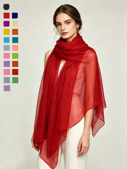 1pc Plain Casual Comfortable Elegant Classic Spring/Autumn New Versatile Beach/Sun Protection Stylish Scarf For Women