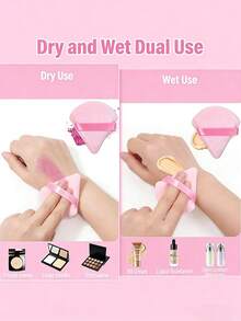 1 Cọ tán kem nền siêu mỏng dùng được cả khô và ướt + 2 Bông mút trang điểm cỡ lớn + 1 Bông phấn tam giác lớn có lớp phủ nhung, Bông phấn hai mặt màu hồng pha lê, không thấm hút, thân thiện với da + Bông mút trang điểm - Nhiều màu - Xem 2