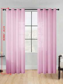 1pc Sheer Curtain, Grommet Curtain, Light Filtering Curtain, Semi-Transparent Curtain, Home/Office Use Curtain, Solid Color Modern Minimalist Polyester Voile Curtain, Softens Light, Suitable For Bedroom, Living Room, Balcony, UV Protection - Pink - View 48