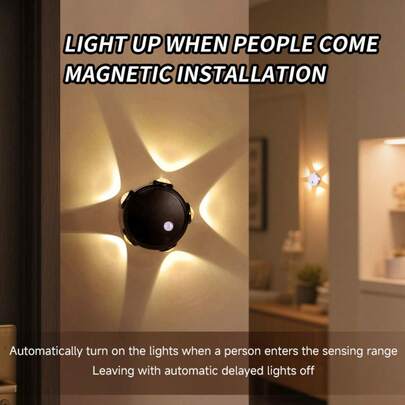 1pc Magnetic Wall Light USB Rechargeable Night Light RGB Multi-Color Touch Control (Dimmable), Suitable For Room, Corridor, Stairs, Bedside, Living Room, Garden, Wedding
